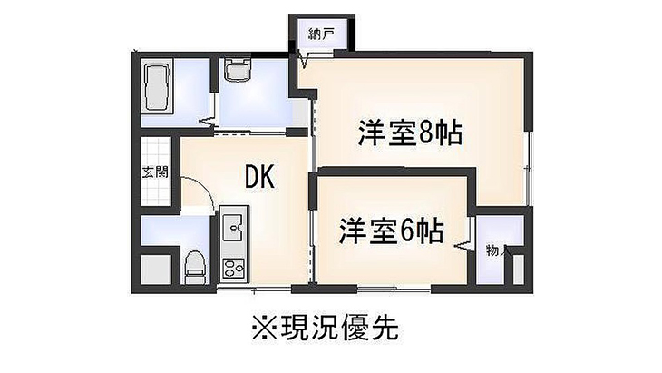 >唐津市富士見町 アパート 2DK ゴールデンハイツ1F 間取り図