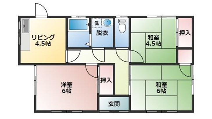 【成約済み】 唐津市神田 一戸建て 3K 馬場借家 間取り図